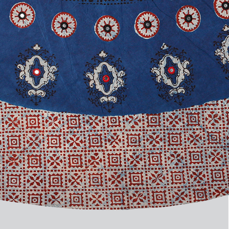Tarapur Print Indigo Skirt With Mirror Work - Image 2