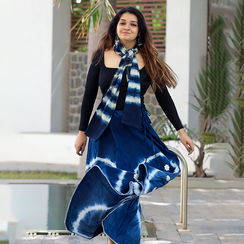 SHIBORI INDIGO SKIRT
