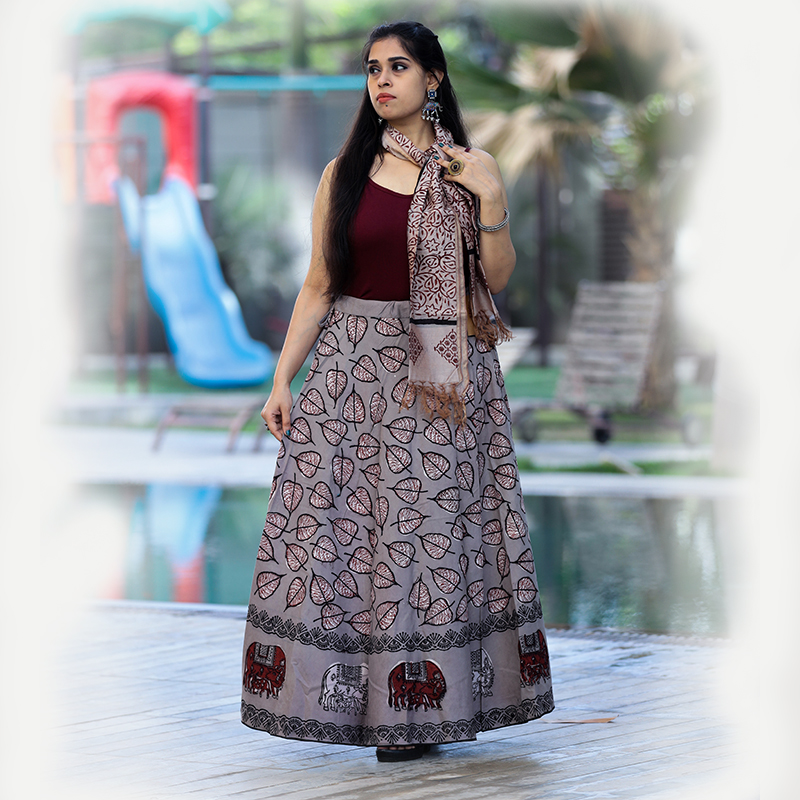 COW MOTIF TARAPUR PRINT SKIRT