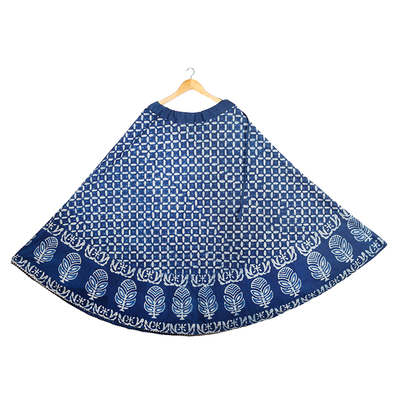 DABU PRINT INDIGO SKIRT