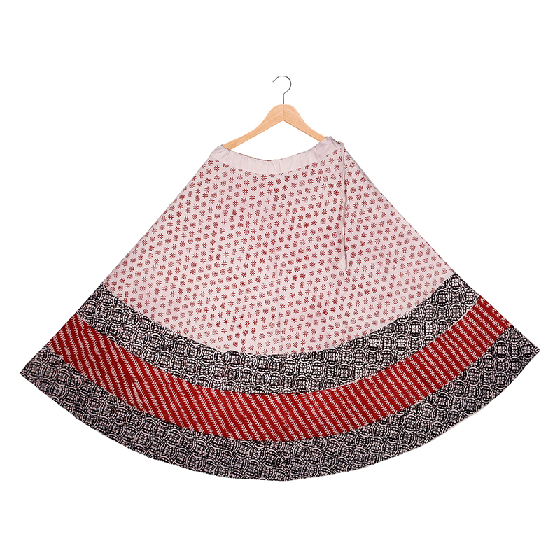 COTTON HAND CRAFTED SKIRT IN ALIZARIN