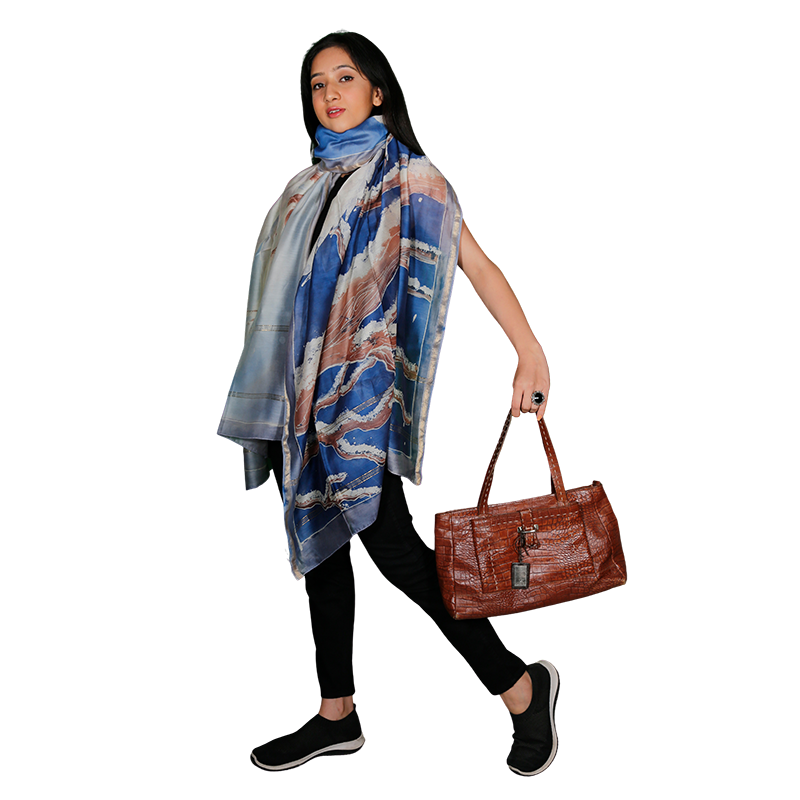 SILK DUPATTA - SNOWY OWL - Image 2