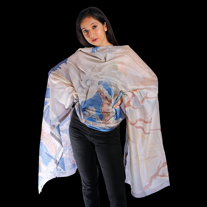 SILK DUPATTA - SNOWY OWL - Image 3