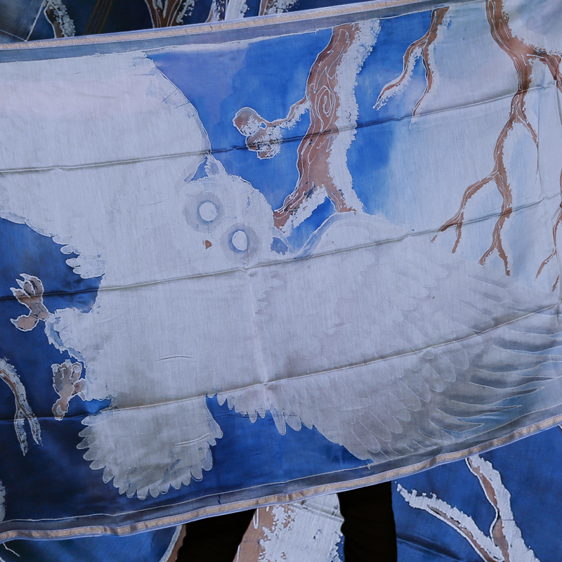 SILK DUPATTA - SNOWY OWL - Image 7