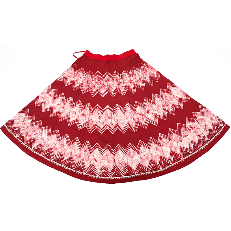 ZIG ZAG PRINT BATIK SKIRT WITH EMBROIDERED BORDER