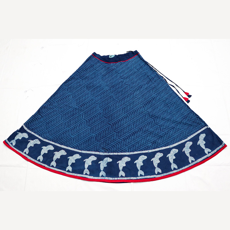 DABU PRINT INDIGO SKIRT