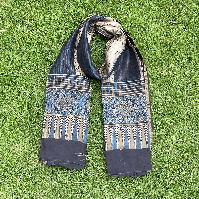 Ajrakh Stole In Chanderi Silk