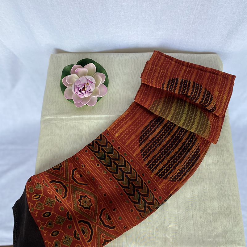 Red & Black Designer Ajrakh Stole - Image 2