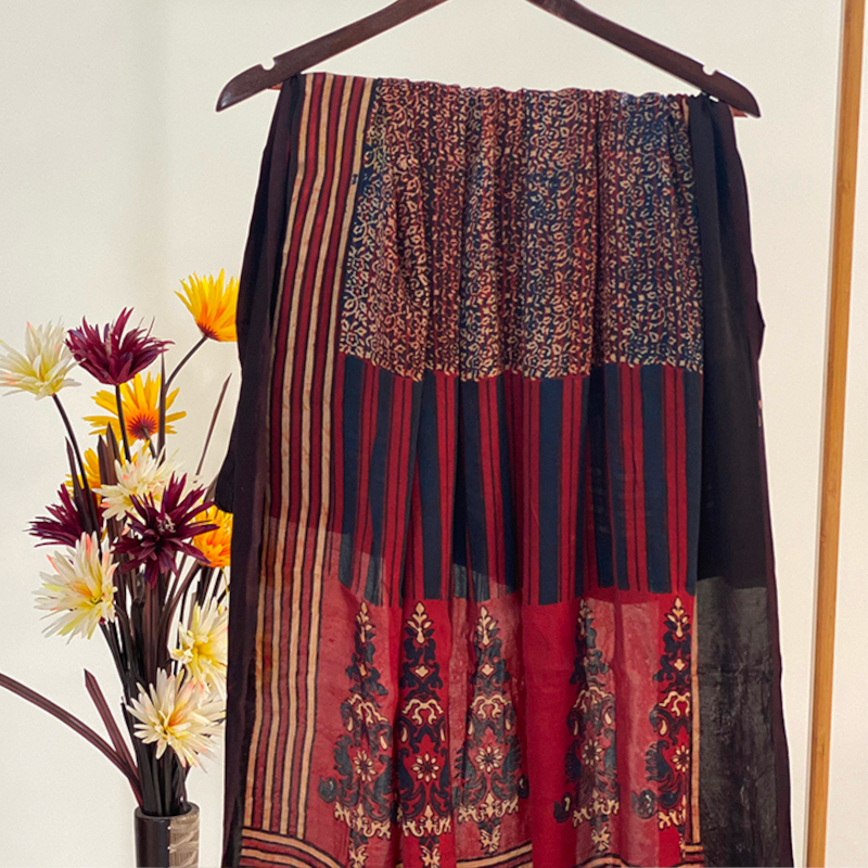 JAAL PRINT AJRAKH DUPATTA IN MODAL SILK - Image 2