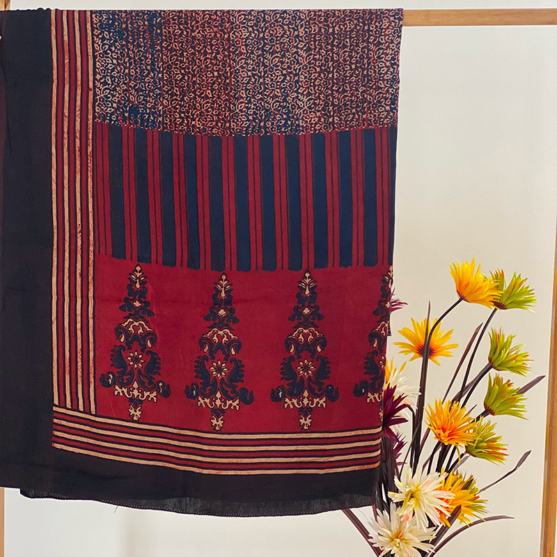 JAAL PRINT AJRAKH DUPATTA IN MODAL SILK - Image 3