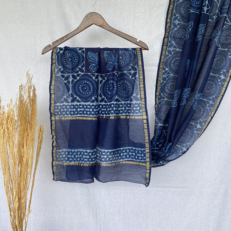Blue Butterfly print dupatta