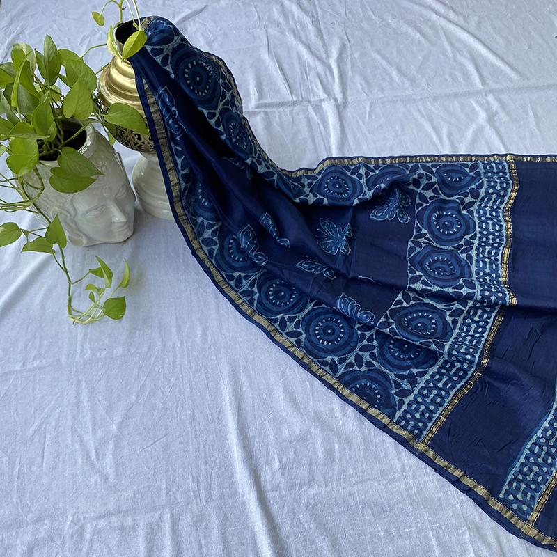 Blue Butterfly print dupatta - Image 3